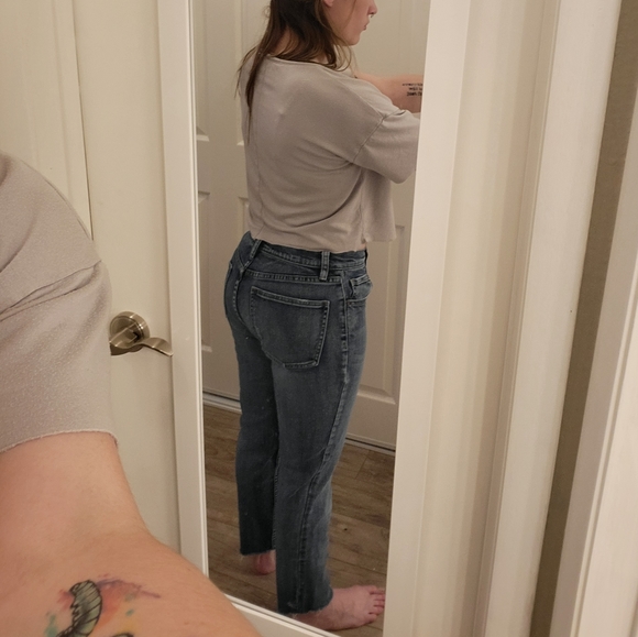 Straight Leg Faded Light Blue Jeans - Picture 2 of 4